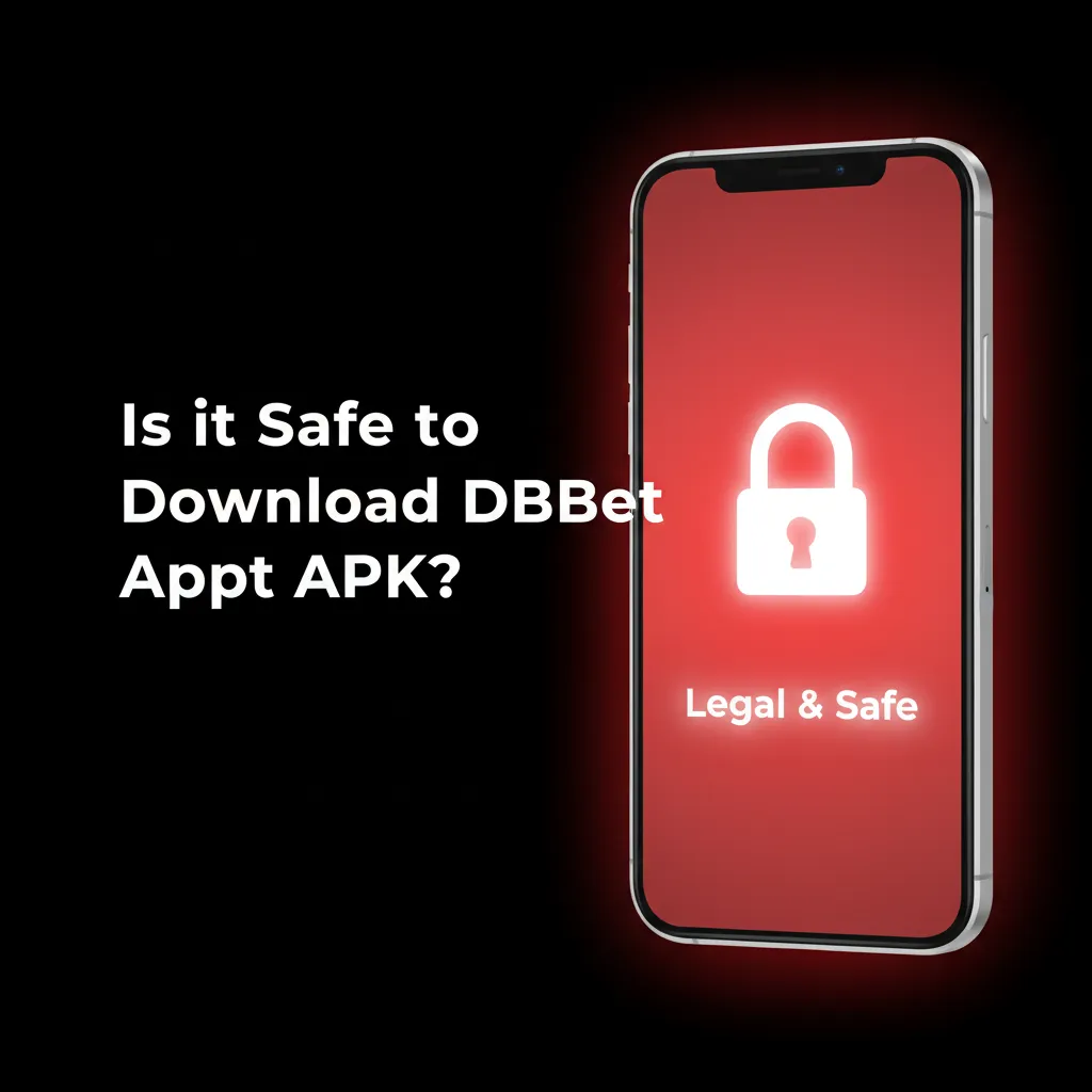 Smartphone with DBBet app, padlock and shield icons, symbolizing licensed, SSL-encrypted, secure betting.